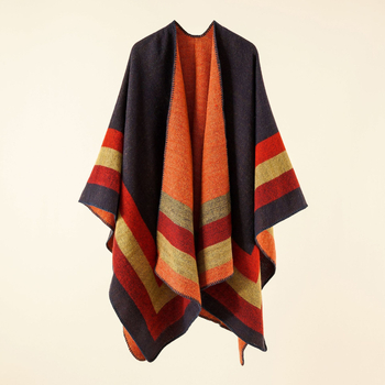 Șal cu dungi din cașmir artificial, țesut prin warp knitting, finisaj jacquard, cald pentru iarnă și toamnă