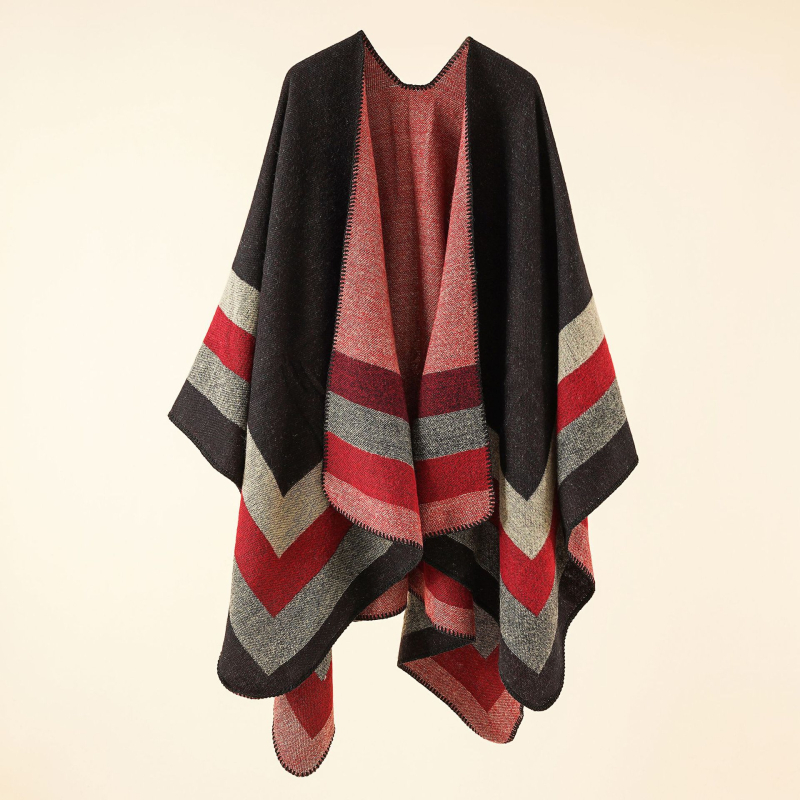 Șal cu dungi din cașmir artificial, țesut prin warp knitting, finisaj jacquard, cald pentru iarnă și toamnă