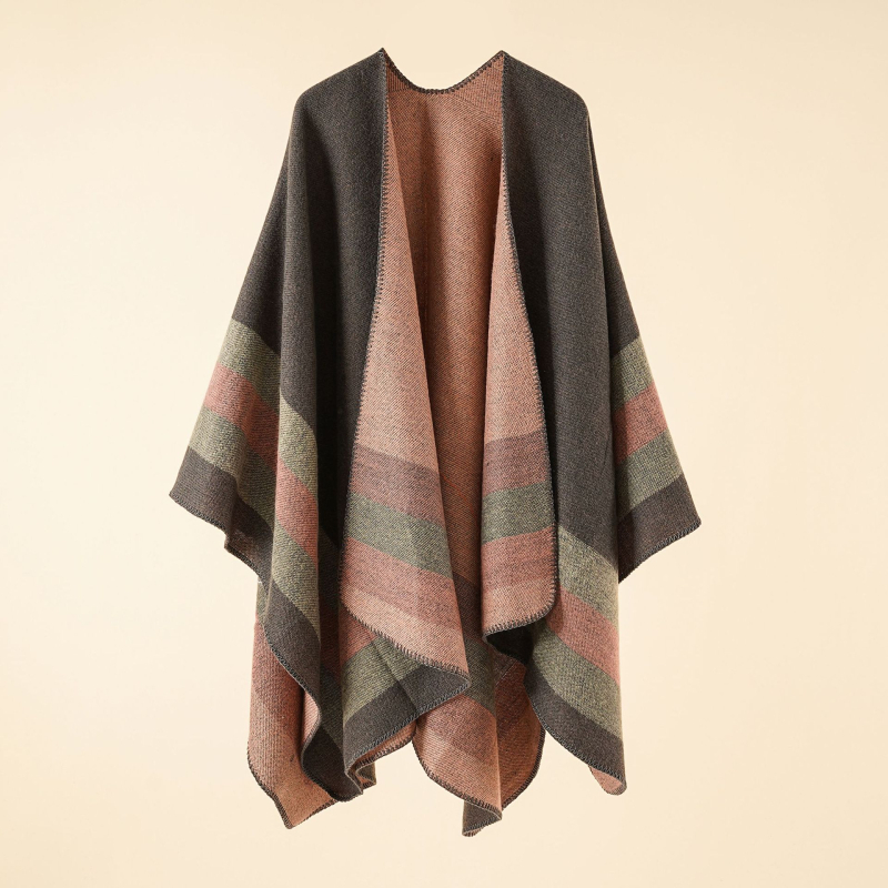 Șal cu dungi din cașmir artificial, țesut prin warp knitting, finisaj jacquard, cald pentru iarnă și toamnă