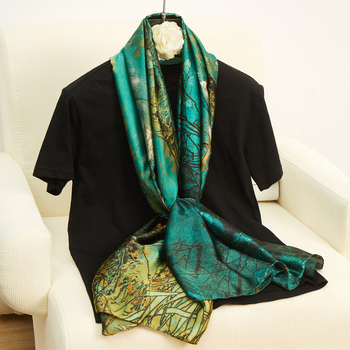 Dugi šal s otiskom, imitacija svile brokata, običajno pletenje, lagan za ljeto