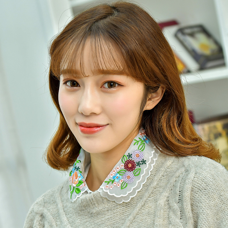 Ψεύτικος γιακά – αξεσουάρ με κεντημένο σιφόν-οργανζά, πολυεστέρας, απλό ύφανση, ζεστός, άνοιξη