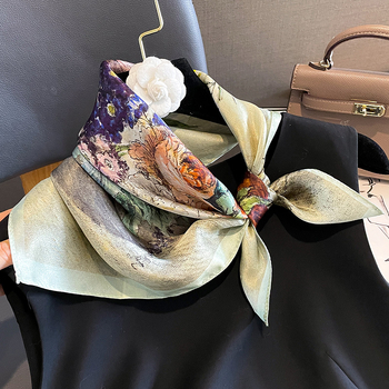 Șal pătrat din mătase Mulberry Silk - imprimeu vintage (vară, Hangzhou, țesătură simplă, tie-dye)