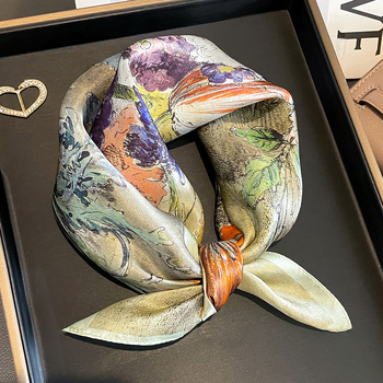 Șal pătrat din mătase Mulberry Silk - imprimeu vintage (vară, Hangzhou, țesătură simplă, tie-dye)