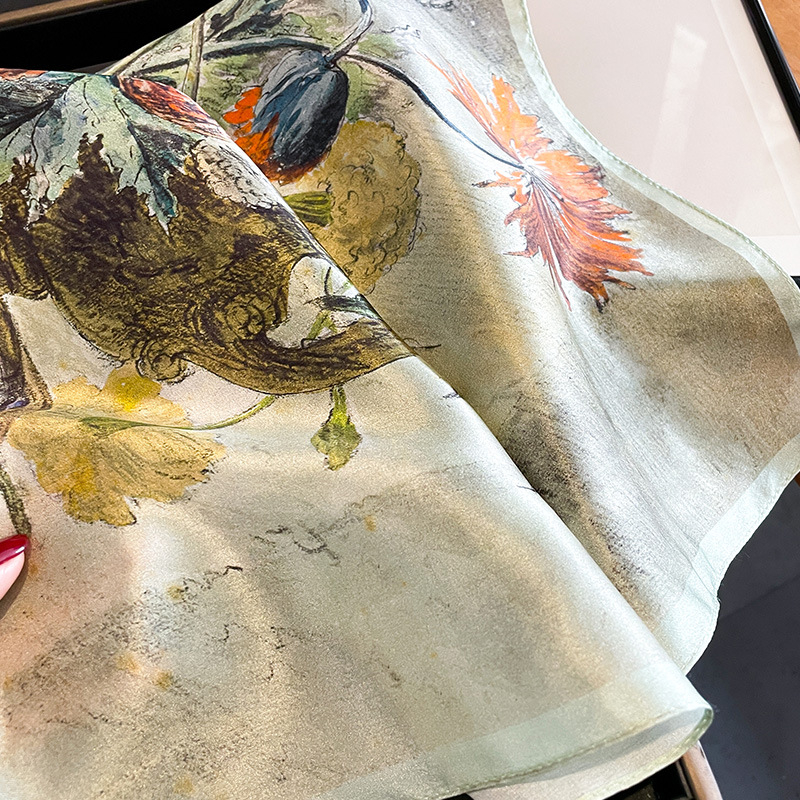 Șal pătrat din mătase Mulberry Silk - imprimeu vintage (vară, Hangzhou, țesătură simplă, tie-dye)