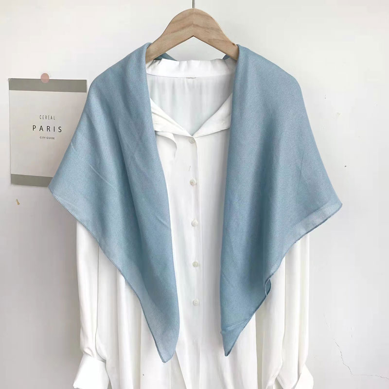 Fular din amestec bumbac-cânepă, țesătură warp-knit; design pătrat și triunghi; ține de cald; potrivit pentru primăvară