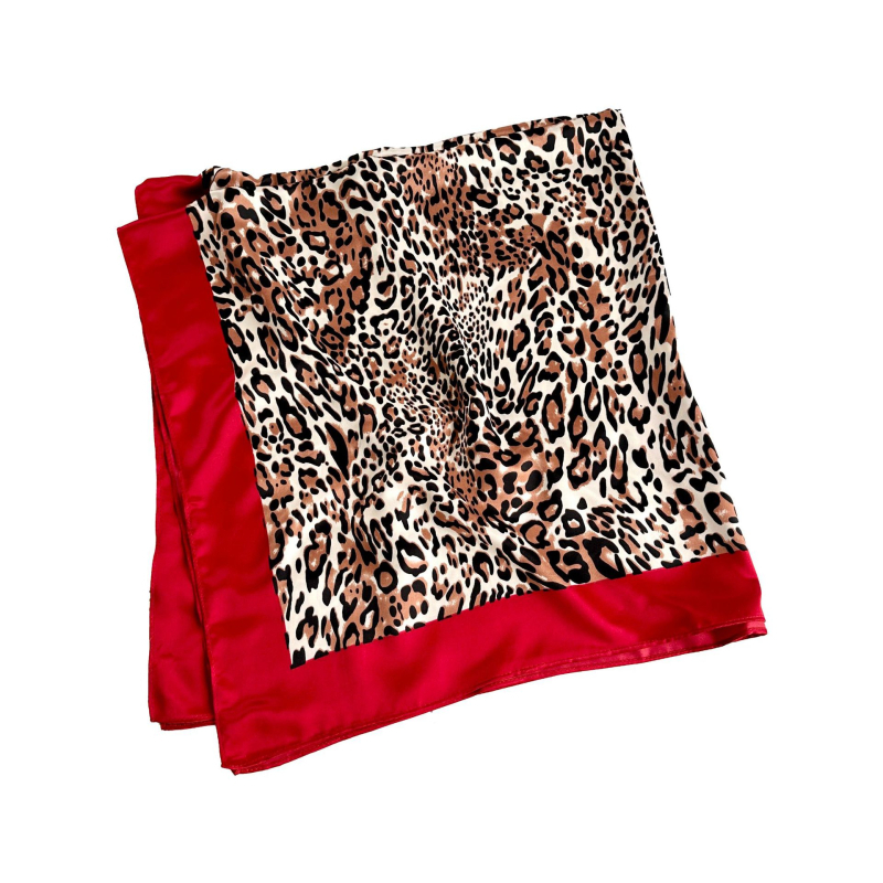 Kvadratni šal od umjetne svile s leopard uzorkom, warp knitted tkanje, Korejski stil, težina 43 g + 5 g