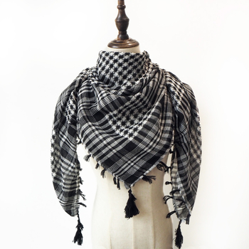 Arapski kvadratni šal s jacquard uzorkom houndstooth, warp-knit pleteni, 100% poliester, topao zimi