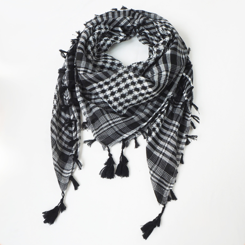 Arapski kvadratni šal s jacquard uzorkom houndstooth, warp-knit pleteni, 100% poliester, topao zimi