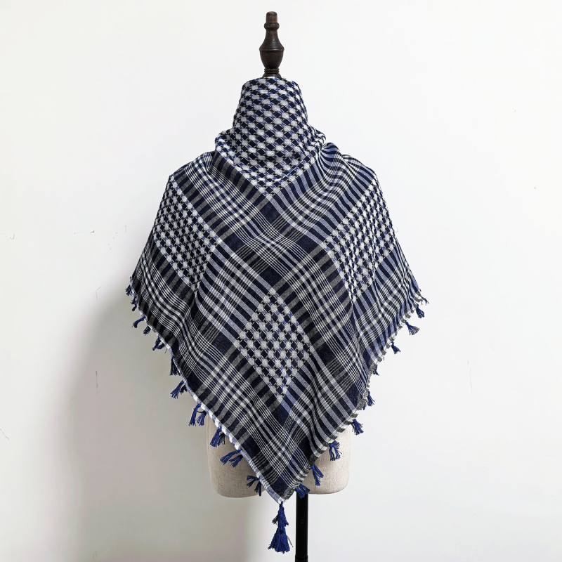 Arapski kvadratni šal s jacquard uzorkom houndstooth, warp-knit pleteni, 100% poliester, topao zimi