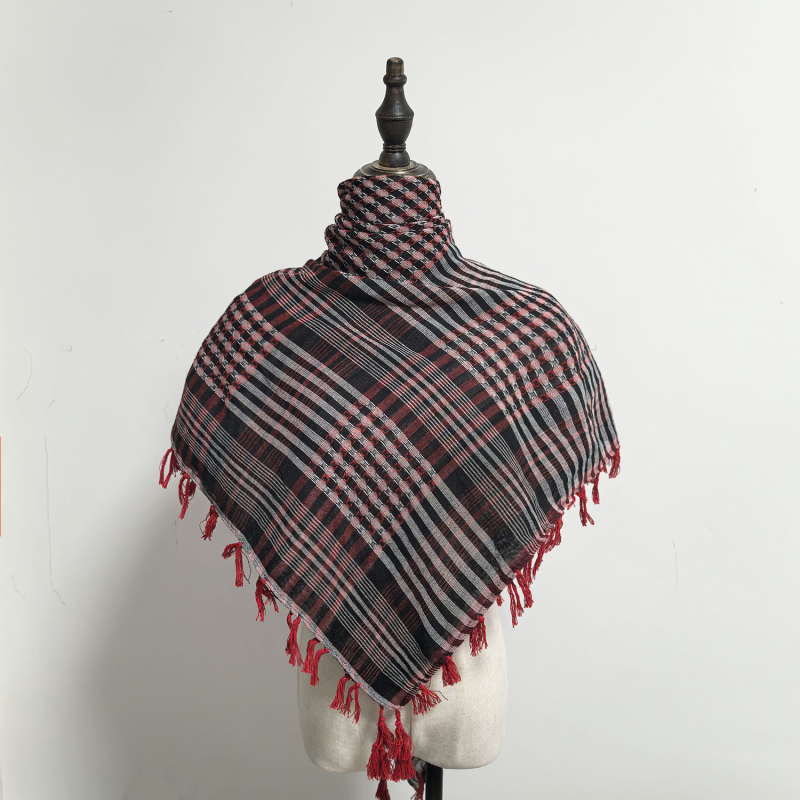 Arapski kvadratni šal s jacquard uzorkom houndstooth, warp-knit pleteni, 100% poliester, topao zimi