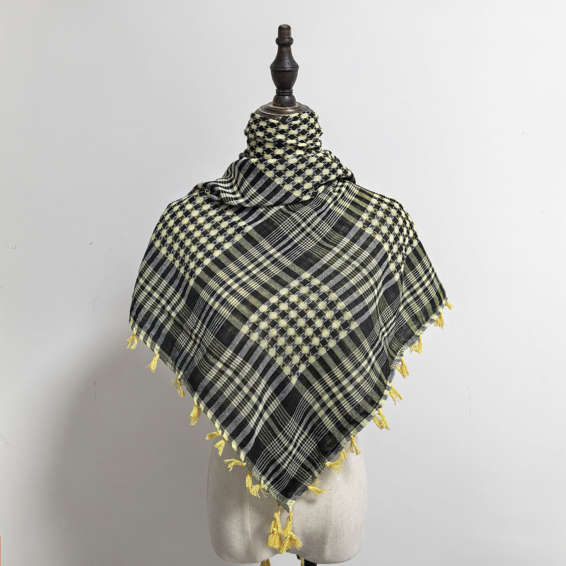 Arapski kvadratni šal s jacquard uzorkom houndstooth, warp-knit pleteni, 100% poliester, topao zimi