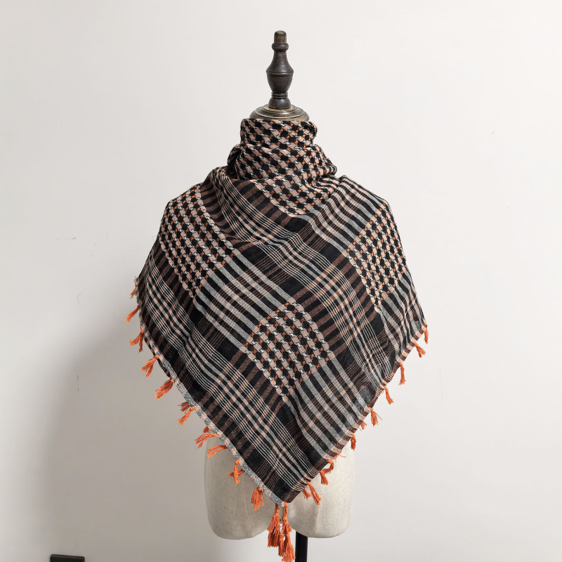Arapski kvadratni šal s jacquard uzorkom houndstooth, warp-knit pleteni, 100% poliester, topao zimi
