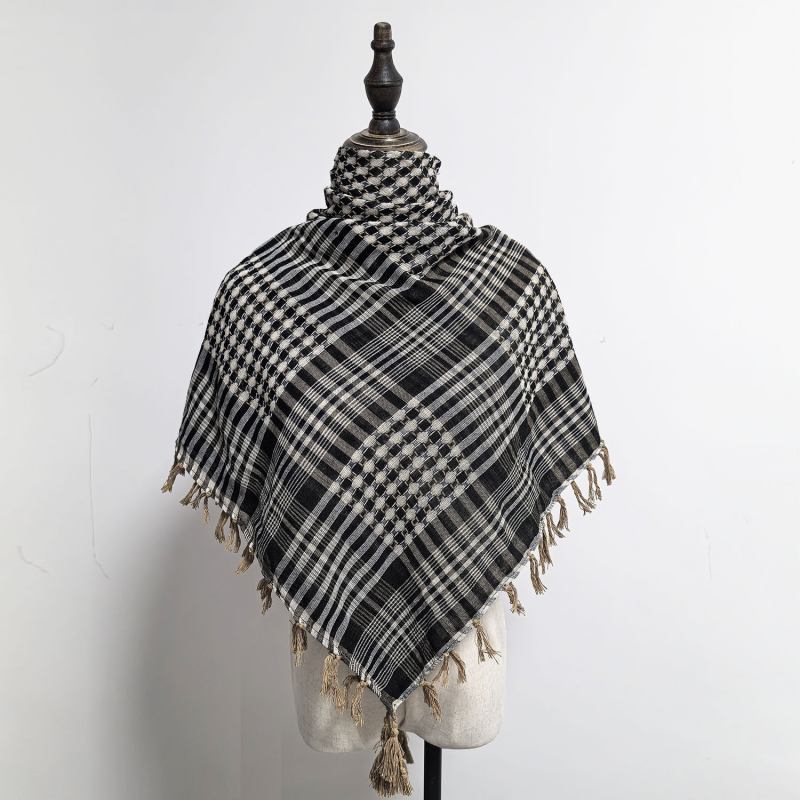 Arapski kvadratni šal s jacquard uzorkom houndstooth, warp-knit pleteni, 100% poliester, topao zimi