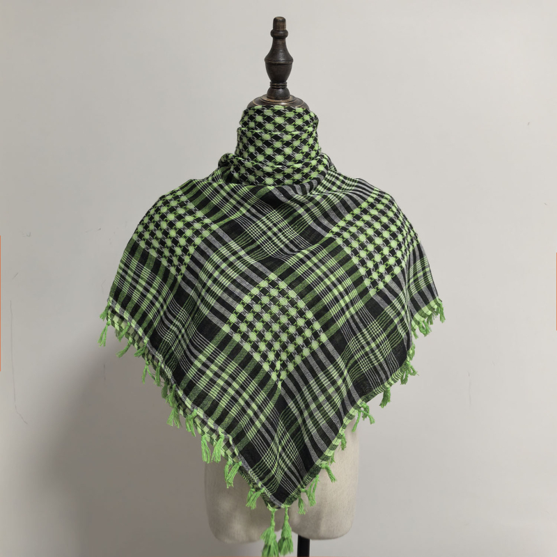 Arapski kvadratni šal s jacquard uzorkom houndstooth, warp-knit pleteni, 100% poliester, topao zimi