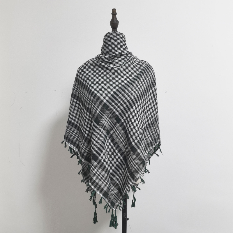 Arapski kvadratni šal s jacquard uzorkom houndstooth, warp-knit pleteni, 100% poliester, topao zimi