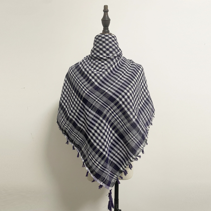 Arapski kvadratni šal s jacquard uzorkom houndstooth, warp-knit pleteni, 100% poliester, topao zimi