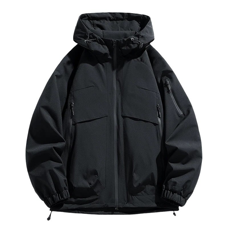 Ανδρικό soft shell μπουφάν, φαρδιά γραμμή, πολυεστερικό ύφασμα, μονόμπροστο κουμπί, πλαϊνές τσέπες