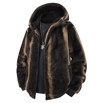 Muški Corduroy fleece kardigan jakna s kapuljacom, slobodan kroj, dugi rukav, 100% poliester