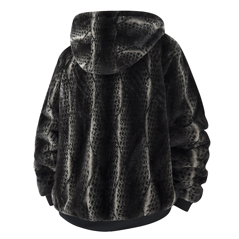 Muški Corduroy fleece kardigan jakna s kapuljacom, slobodan kroj, dugi rukav, 100% poliester