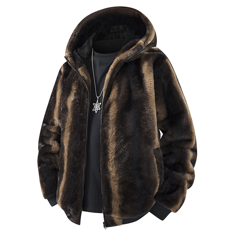 Muški Corduroy fleece kardigan jakna s kapuljacom, slobodan kroj, dugi rukav, 100% poliester