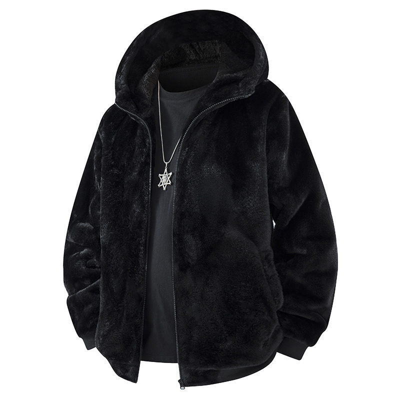 Muški Corduroy fleece kardigan jakna s kapuljacom, slobodan kroj, dugi rukav, 100% poliester