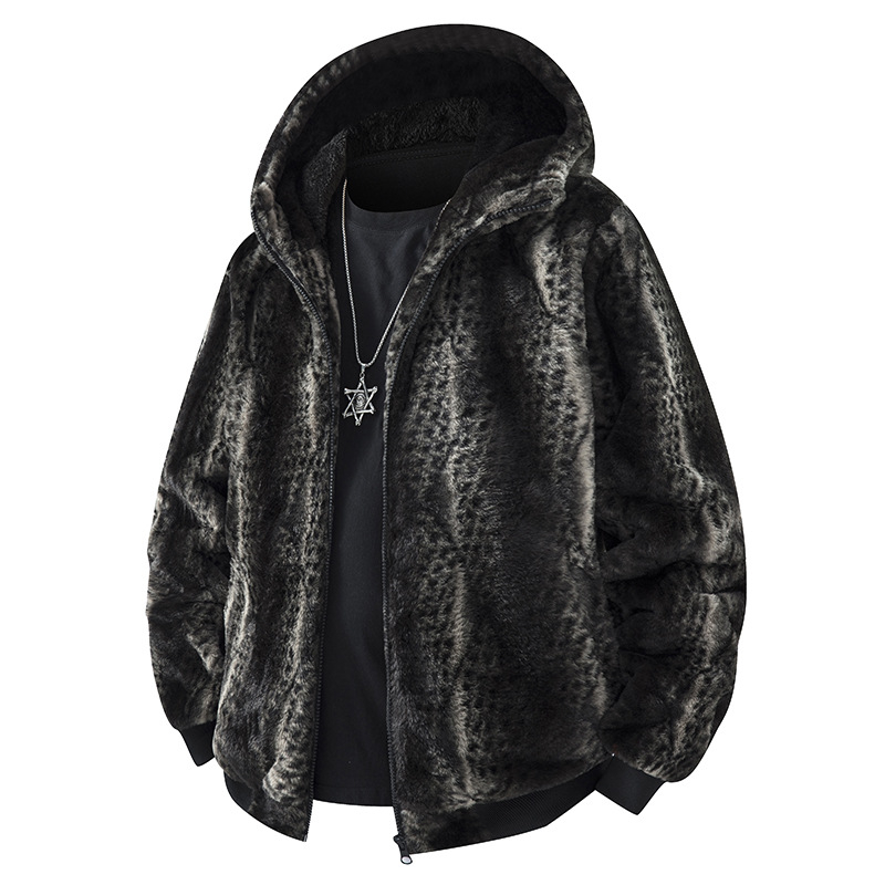Muški Corduroy fleece kardigan jakna s kapuljacom, slobodan kroj, dugi rukav, 100% poliester