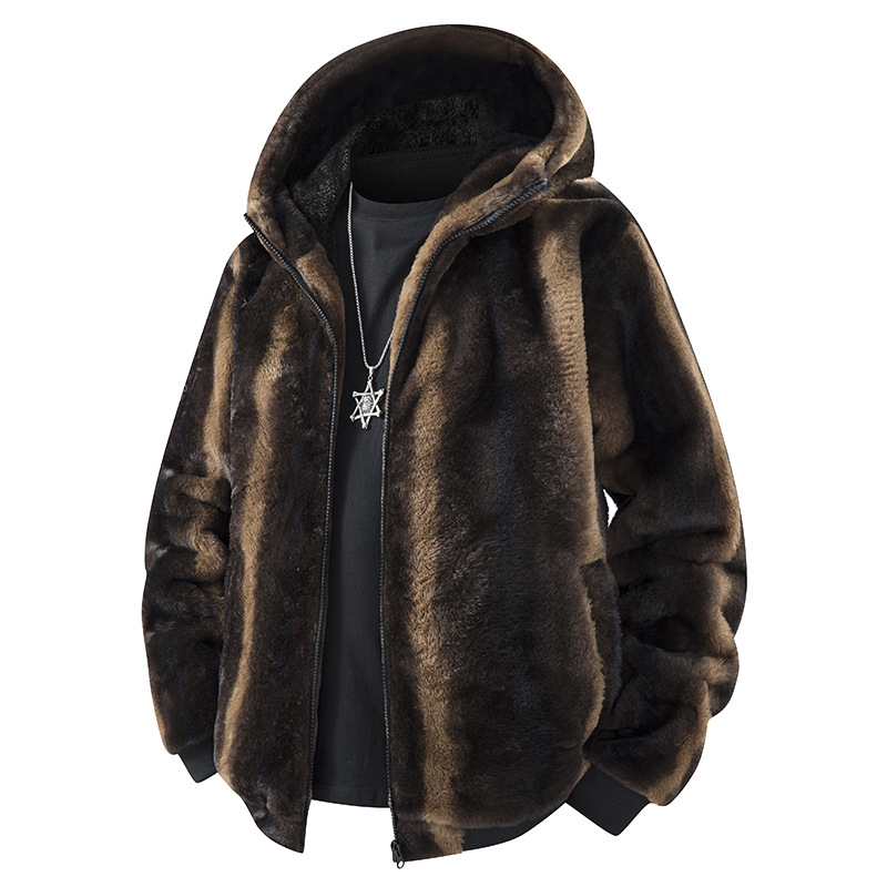 Muški Corduroy fleece kardigan jakna s kapuljacom, slobodan kroj, dugi rukav, 100% poliester
