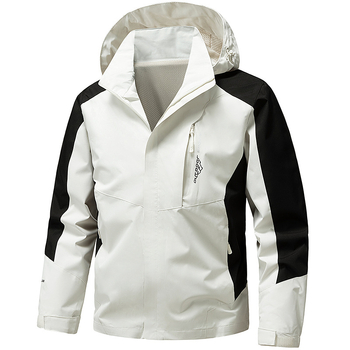 Geacă bărbătească pentru exterior: respirabilă, impermeabilă și rezistentă la vânt; închidere cu fermoar; fără guler; croială mulată