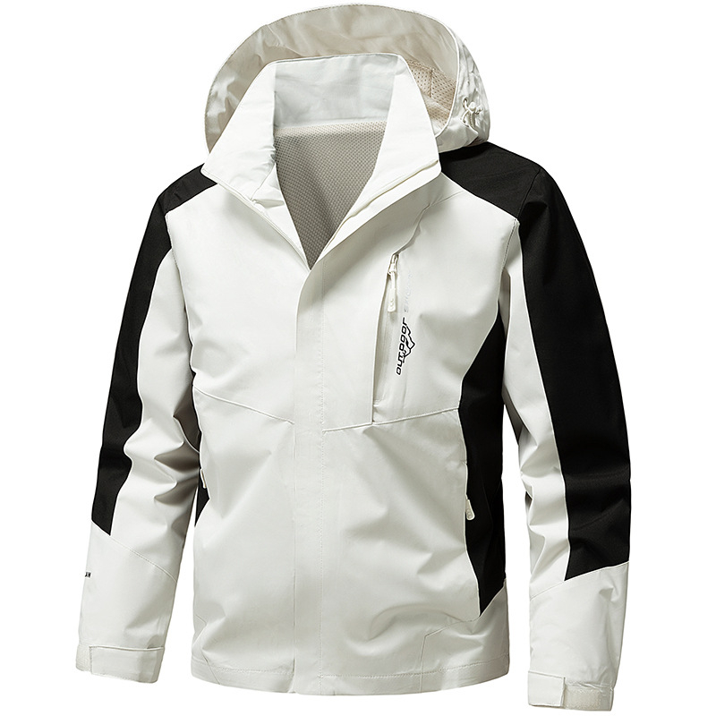 Geacă bărbătească pentru exterior: respirabilă, impermeabilă și rezistentă la vânt; închidere cu fermoar; fără guler; croială mulată