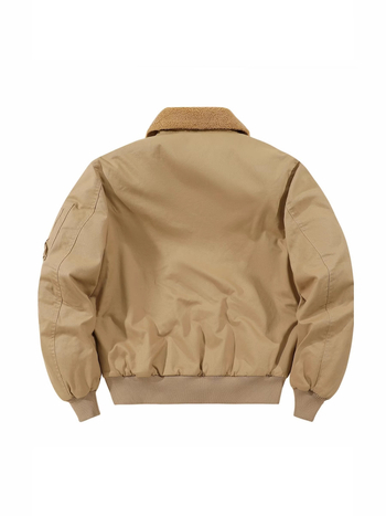 Geacă de iarnă din bumbac cu căptușeală de fleece, guler tip rever, croială lejeră, fermoar