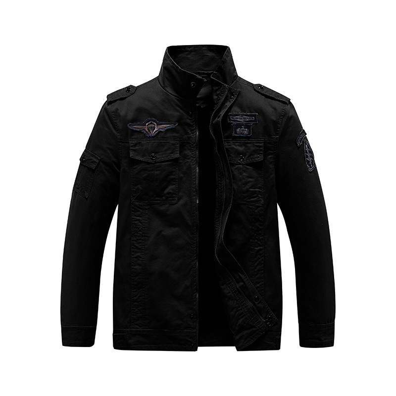 Férfi dzseki Vintage Workwear pamutból, állógallér, cipzár