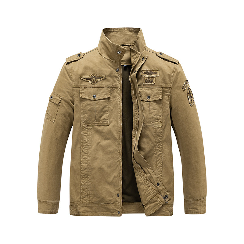 Férfi dzseki Vintage Workwear pamutból, állógallér, cipzár