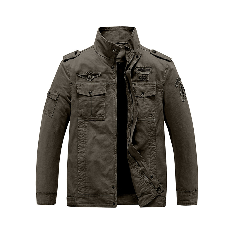 Férfi dzseki Vintage Workwear pamutból, állógallér, cipzár