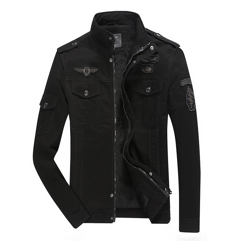 Férfi dzseki Vintage Workwear pamutból, állógallér, cipzár