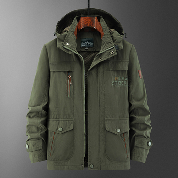 Férfi nylon dzseki – vízálló, szélálló, nedvesség-elvezető, középmagas hossz, állig érő gallér