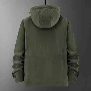 Férfi nylon dzseki – vízálló, szélálló, nedvesség-elvezető, középmagas hossz, állig érő gallér