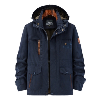 Férfi nylon dzseki – vízálló, szélálló, nedvesség-elvezető, középmagas hossz, állig érő gallér