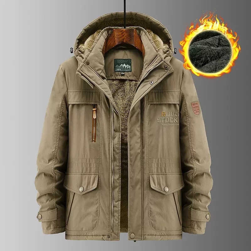 Férfi nylon dzseki – vízálló, szélálló, nedvesség-elvezető, középmagas hossz, állig érő gallér