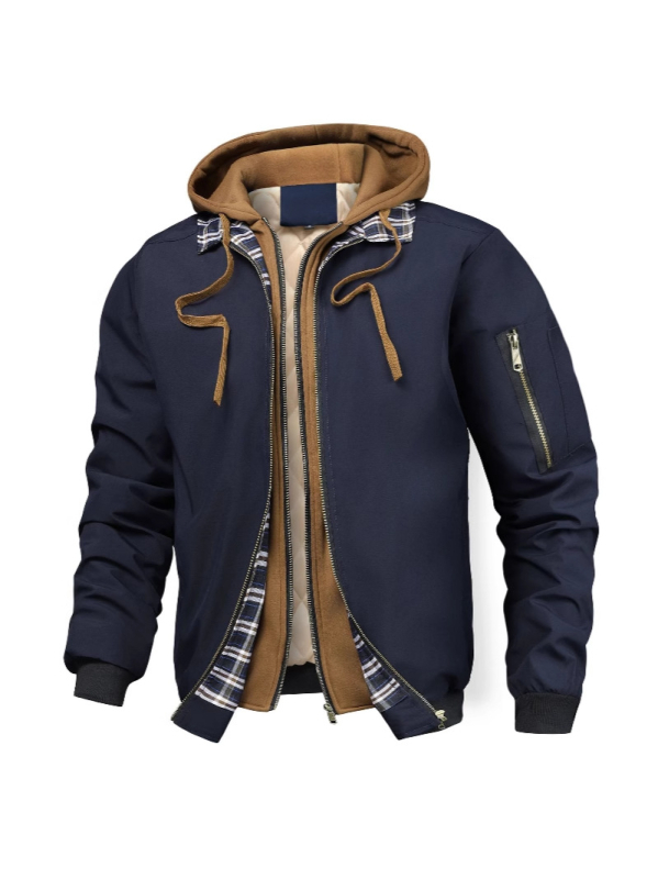 Férfi kapucnis dzseki vízálló, cipzárral, laza szabás