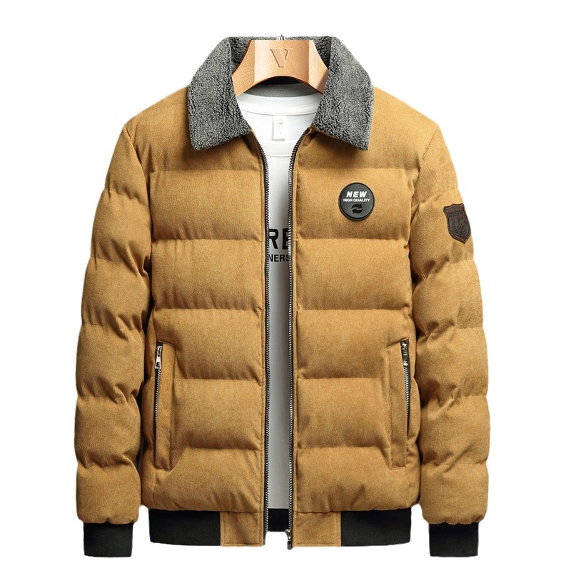 Corduroy jakna s fleece podstavom, ovratnik lapel, zatvarač, zimska muška jakna