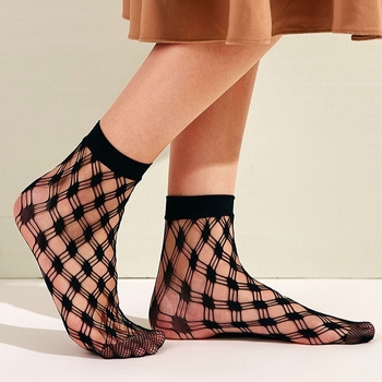 Korejskog stila proljetno-ljetne seksi mrežaste čarape s otvorenim jacquard uzorkom, ultra tanke, prozračne crne, set od 4 para