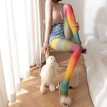 Pantyhose Xinhui chuangfa, μονόχρωμο μοτίβο, παχυνμένη ύφανση, 100% περιεκτικότητα σε ύφασμα, γλυκό στυλ, έμπνευση Y2K