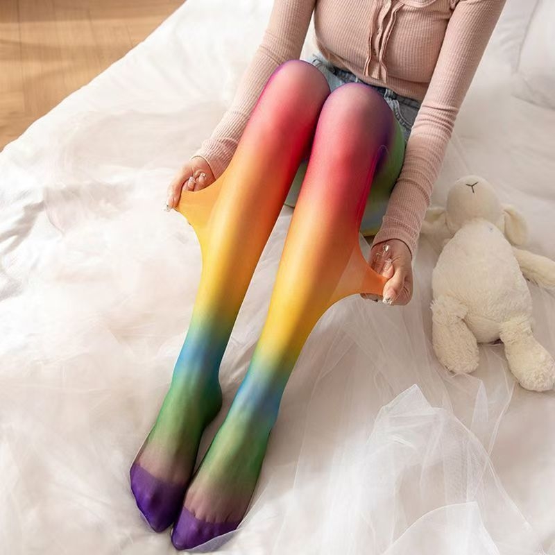 Pantyhose Xinhui chuangfa, μονόχρωμο μοτίβο, παχυνμένη ύφανση, 100% περιεκτικότητα σε ύφασμα, γλυκό στυλ, έμπνευση Y2K