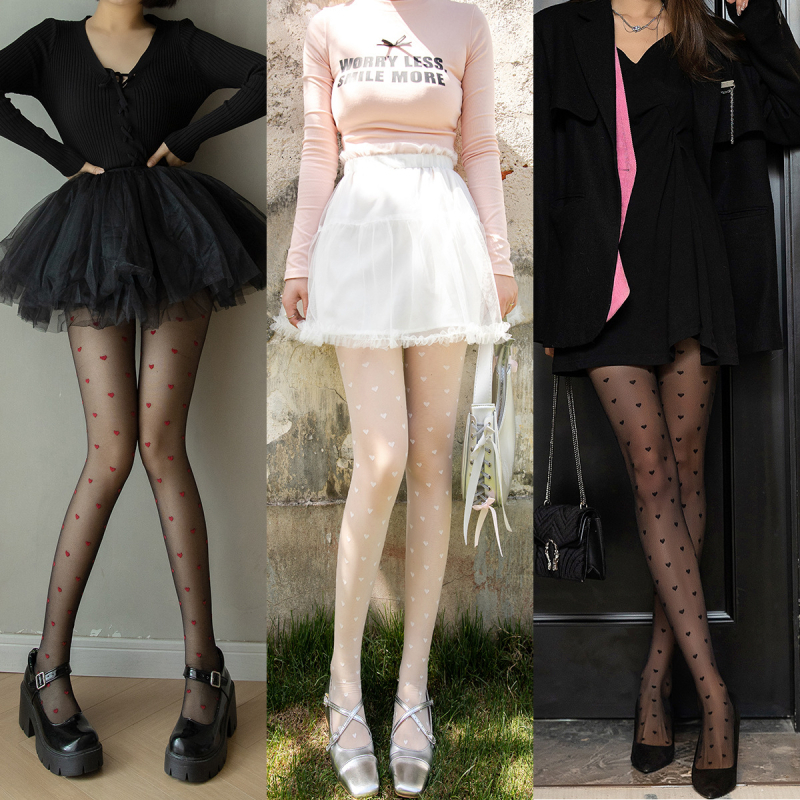 Ženske čarape, prozirne, 20D najlon, geometrijski i valovito točkasti uzorak, dugi tubus