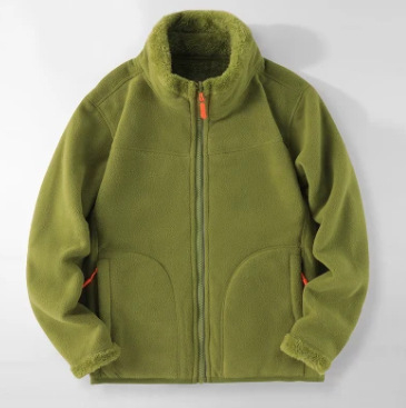 Ανδρικό μπουφάν φλίς σε κορεατικό στυλ, με σταθερό γιακά, φερμουάρ, παχυνμένο διπλής όψης φλίς, επένδυση 100% πολυεστερ, χειμερινό