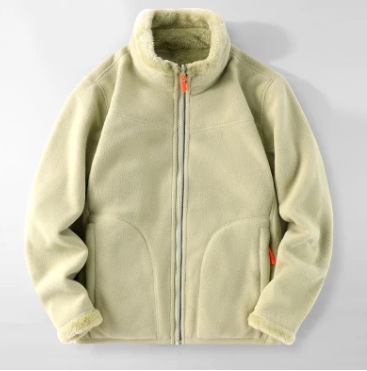 Ανδρικό μπουφάν φλίς σε κορεατικό στυλ, με σταθερό γιακά, φερμουάρ, παχυνμένο διπλής όψης φλίς, επένδυση 100% πολυεστερ, χειμερινό