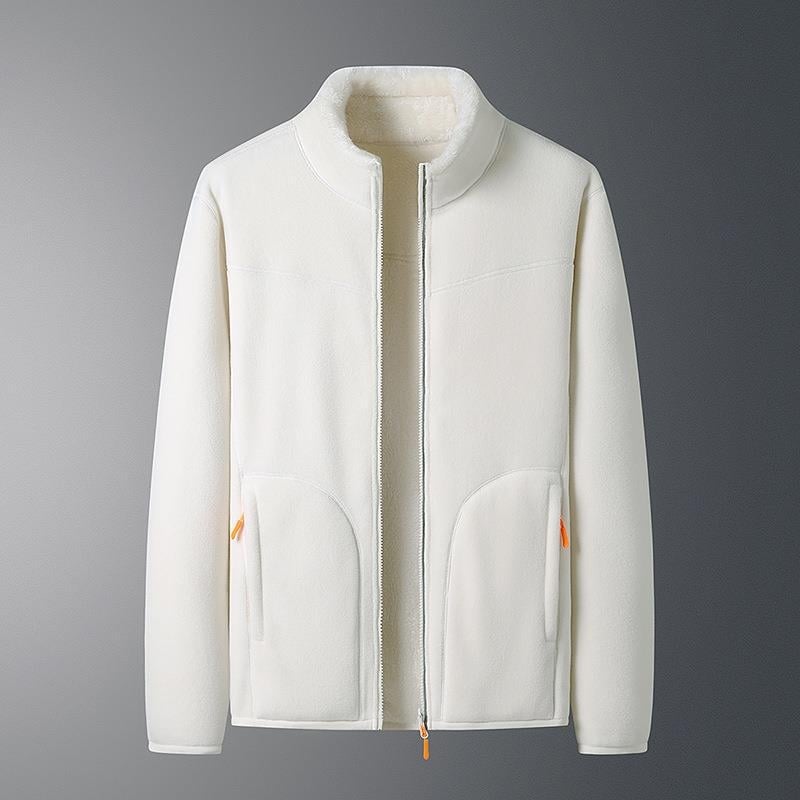 Ανδρικό μπουφάν φλίς σε κορεατικό στυλ, με σταθερό γιακά, φερμουάρ, παχυνμένο διπλής όψης φλίς, επένδυση 100% πολυεστερ, χειμερινό