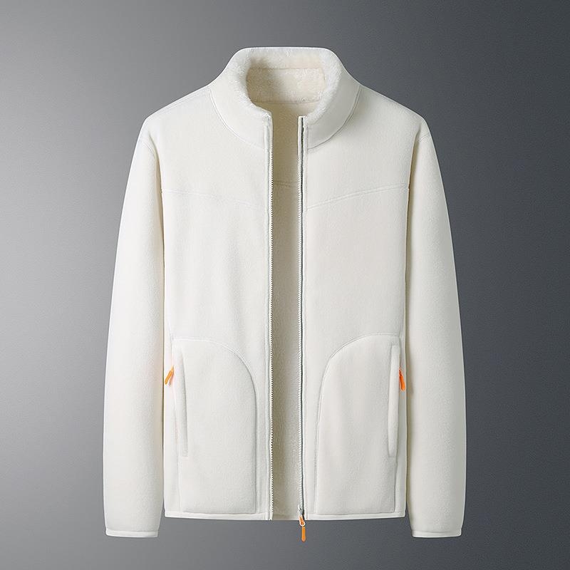 Ανδρικό μπουφάν φλίς σε κορεατικό στυλ, με σταθερό γιακά, φερμουάρ, παχυνμένο διπλής όψης φλίς, επένδυση 100% πολυεστερ, χειμερινό