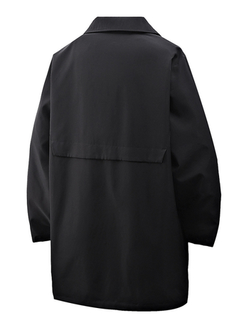 T763 férfi kabát, japán stílus, gallér: rever, egygombos zárás, laza szabás, középső hossz, egyszínű poliészter külső a tavasz 2025-re