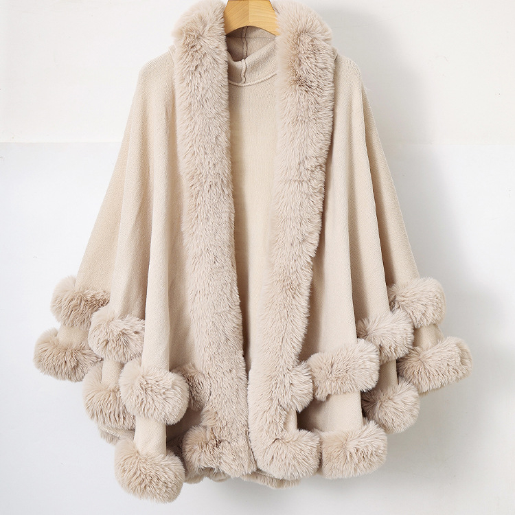 Πλεκτή κάπα-εσάρπα από ακρυλικό/ψεύτικη μαλλί, μονόχρωμο σχέδιο, πλέξη Jacquard, ζεστή για χειμώνα-φθινοπωρο-άνοιξη